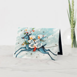 retro vintage jul Angel renar stämning Kort