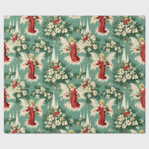 Retro Vintage jul Änglar och Flowers Presentpapper