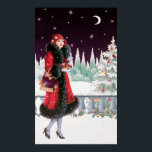 Retro vintage jul art deco dam poster<br><div class="desc">design av www.etsy.com/Shop/VanityFlairDesigns</div>