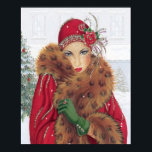 Retro vintage jul art deco dam poster<br><div class="desc">design av www.etsy.com/Shop/VanityFlairDesigns</div>