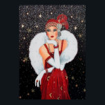 Retro vintage jul art deco dam poster<br><div class="desc">design av www.etsy.com/Shop/VanityFlairDesign</div>