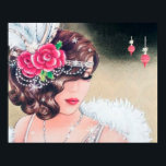 Retro vintage jul art deco dam poster<br><div class="desc">design av www.etsy.com/Shop/VanityFlairDesigns</div>