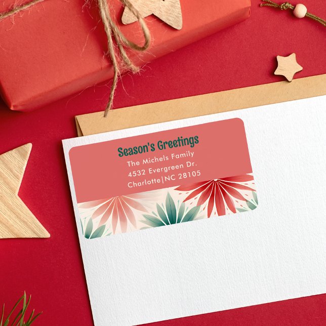 Retro Vintage jul - Blommigt - vattenfärgsretur Adressetikett (Skapare uppladdad)