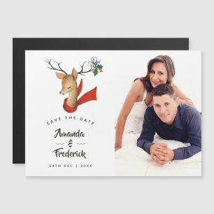 Retro Vintage jul Bröllop spara datum Magnetisk Inbjudningskort