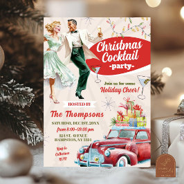 Retro Vintage Jul Cocktail Julfest Inbjudningar