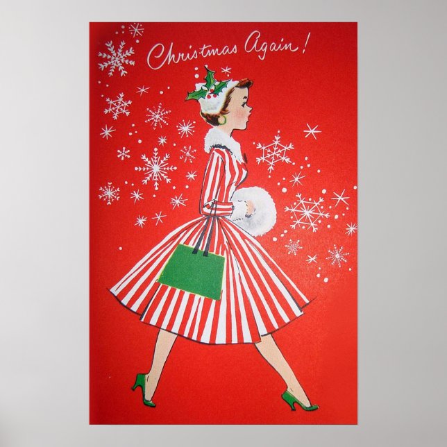 Retro Vintage jul dam plakat Poster (Framsidan)