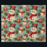 Retro Vintage jul: Frosty Snögubbar Presentpapper<br><div class="desc">Den här stil julomslutningen i vintage papper med snögubbar har en charmig och nostalgisk utformning. Den ljusblå stjärnan anger en vinintrytton,  som påminner om en tydlig kall natt himlar. Snögubbarna på den pappra innerförpackningen återges i ett klassiskt och vismiskt stil,  med röda halsdukar och hattar.</div>