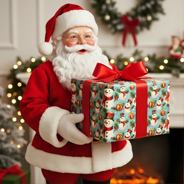 Retro Vintage jul: Frosty Snögubbar Presentpapper (Skapare uppladdad)