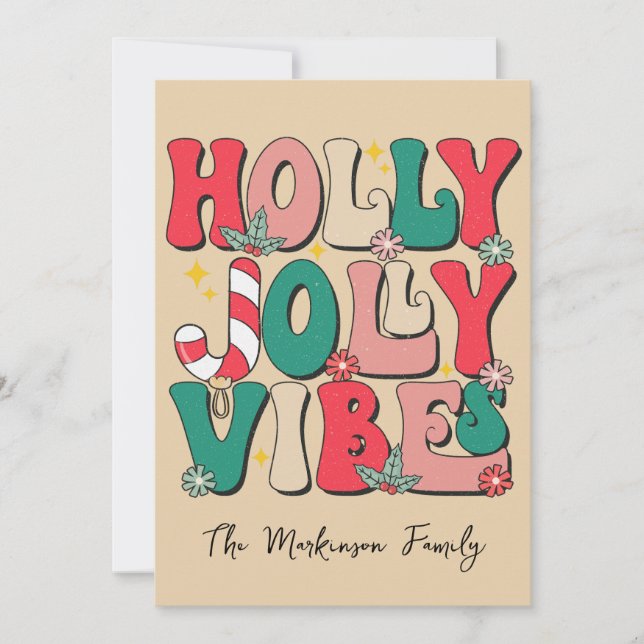 Retro Vintage jul HoHo Photo Family Julkort (Framsida)