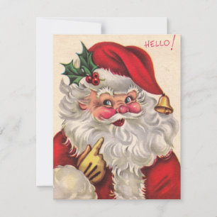 Retro Vintage jul Jolly Santa Julkort