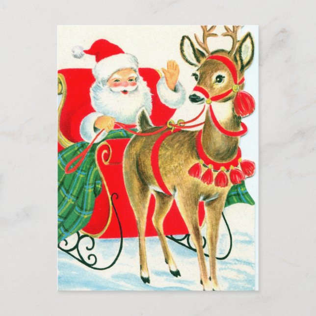 retro vintage jul jultomren helg vykort (Framsida)