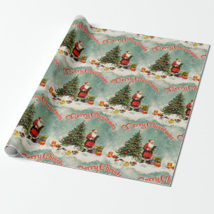 Retro Vintage jul Jultomten Vignette Presentpapper
