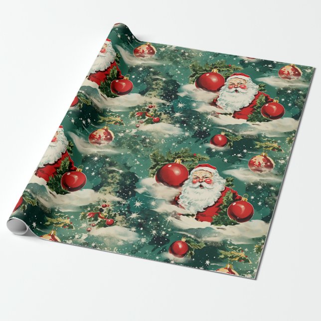 Retro Vintage-jul: jultomtens vinter Delight 2 Presentpapper (Utrullad)