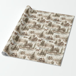 Retro Vintage Jul Landsby Akvarell Presentpapper