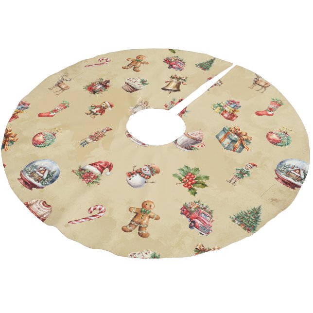 Retro Vintage jul Mönster Julgransmatta Borstad Polyester (Vinklad)