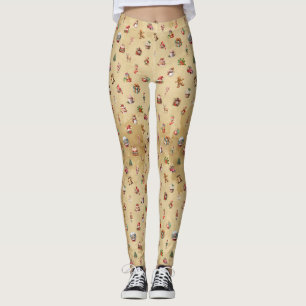Retro Vintage jul Mönster Leggings