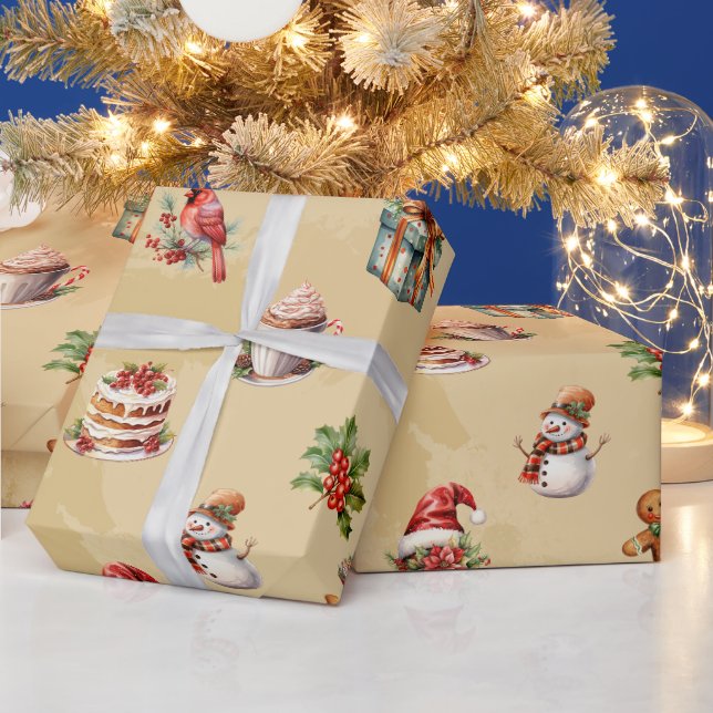 Retro Vintage jul Mönster Presentpapper (Helgdagar)