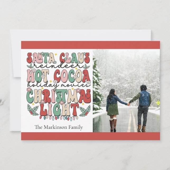 Retro Vintage jul och Hett Coco Julkort (Framsida)