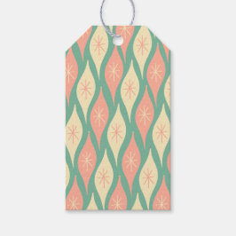 Retro Vintage jul Ornaments Mönster Rosa Presentetikett