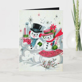 retro vintage jul par Helgdag snö Kort