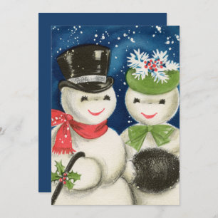 Retro vintage jul-paret snö lägger till känslor julkort