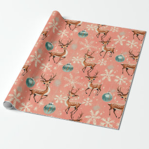 Retro Vintage jul Reindeer II Omslagning Papper Presentpapper