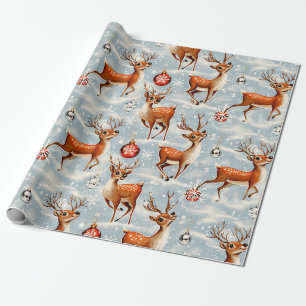 Retro Vintage jul Rener 3 Papper omslagning Presentpapper