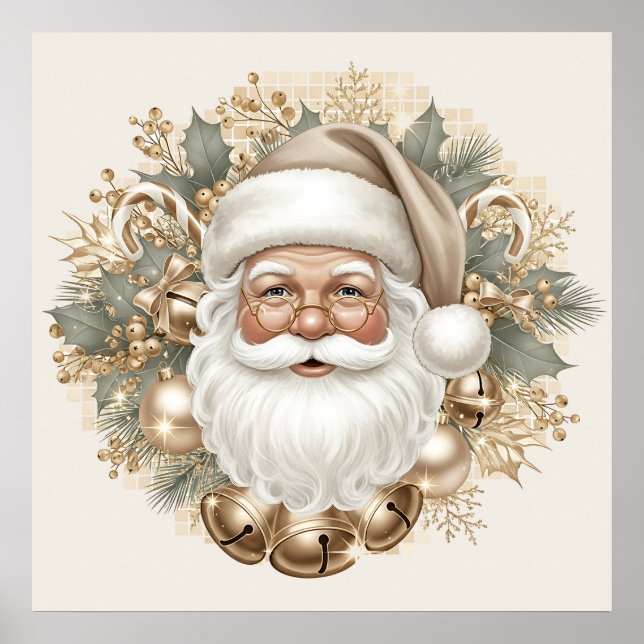 Retro Vintage Jul Santa Affisch (Framsidan)
