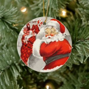Retro vintage jul Santa Helgdag Julgransprydnad Keramik