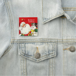 Retro vintage jul Santa snögubbe add namn Na Namnbricka