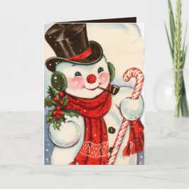 Retro vintage jul snögubbe Helgdag Kort