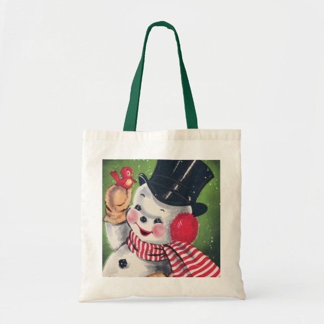 Retro vintage jul snögubbe Helgdag Tygkasse (Framsidan)
