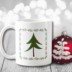 Retro Vintage jul Träd och andningsminimalister Kaffemugg