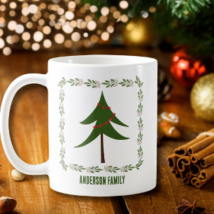 Retro Vintage jul Träd och andningsminimalister Kaffemugg