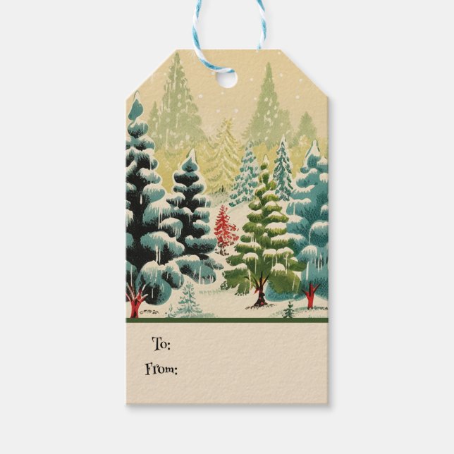 Retro Vintage jul Trio Stil J Presentetikett (Framsidan)