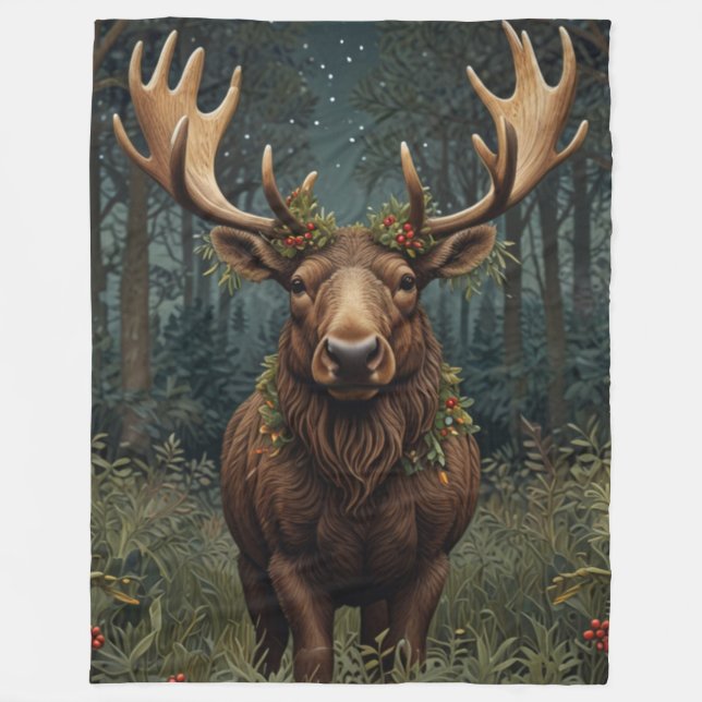 Retro vintage julälg fleecefilt (Framsidan)