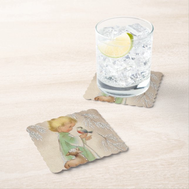 Retro Vintage-julbarnet party underlägg Papper (Insitu)