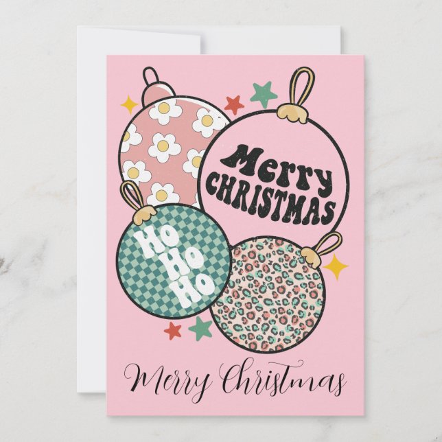 Retro Vintage-julens prydnadsfotofamilj Julkort (Framsida)