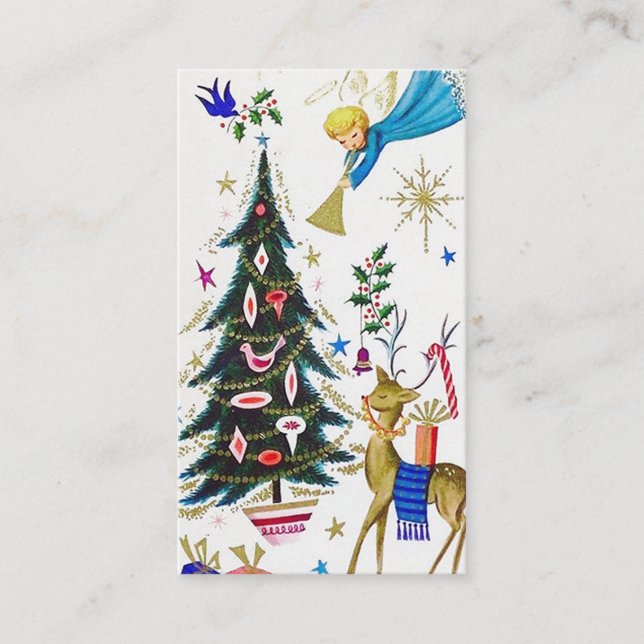 Retro vintage julgel visitkort (Framsida)