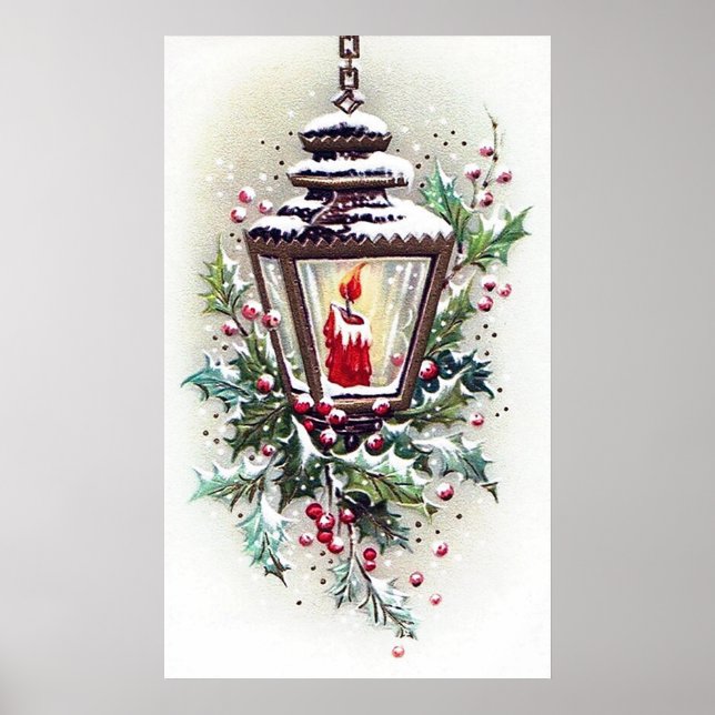 Retro vintage-julklampaHoliday-poster Poster (Framsidan)