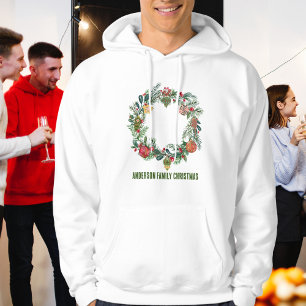 Retro Vintage Julkrans Familjenamn Anpassad Hoodie