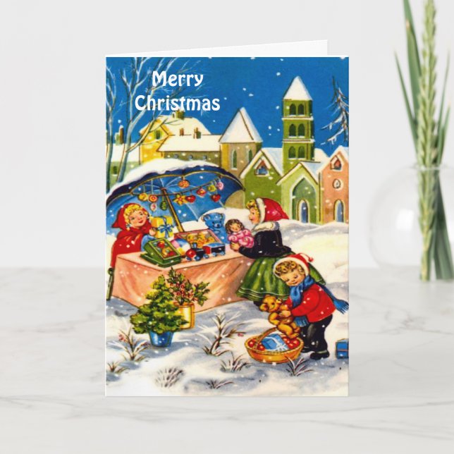 Retro Vintage-julmarknaden Helgkort (Framsida)