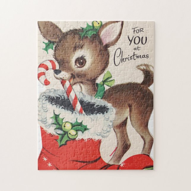 Retro vintage julrenar Helgdag Pussel (Vertikal)