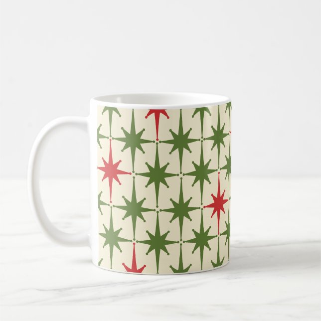 Retro Vintage-julstjärer i Mönster Kaffemugg (Vänster)