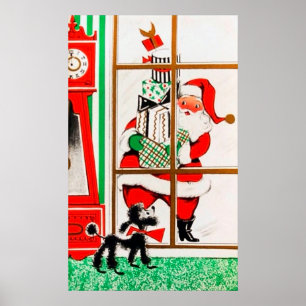 Retro vintage jultomte poster Helgdag