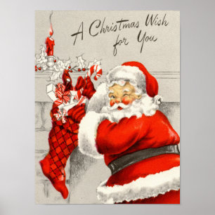 Retro vintage jultomte poster Helgdag