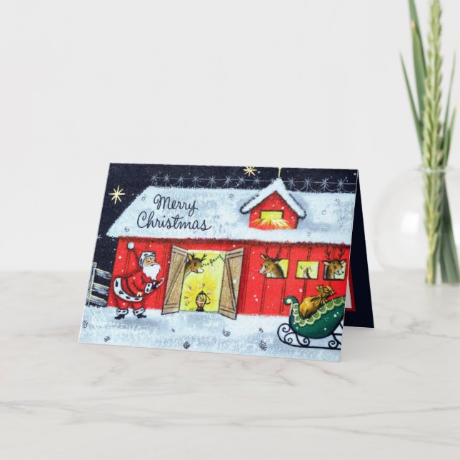 retro vintage jultomten add sentiment helgkort (Framsida)