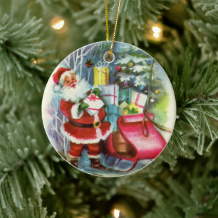 retro vintage jultomten add sentiment julgransprydnad keramik
