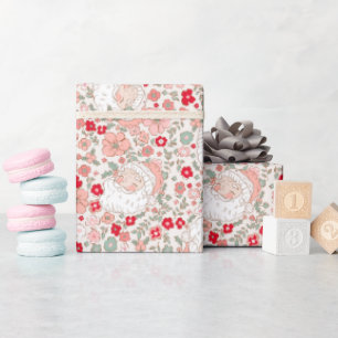 Retro Vintage Jultomten - Blommigt för jul Presentpapper