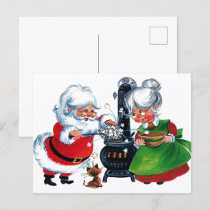 retro vintage-jultomten, fru Claus Helgdag Vykort